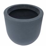 Maceta Decorativa Redonda de 40 x 35 cm con Relieve de Hoja Negro Antracita