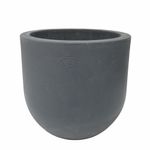 Maceta Decorativa Redonda de 40 x 35 cm con Relieve de Hoja Negro Antracita
