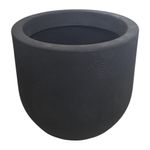 Maceta Decorativa Redonda de 40 x 35 cm con Relieve de Hoja Negro Antracita