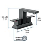 Grifo Mezclador Kubo de 4 plg para Lavamanos Color Negro Mate