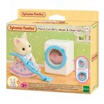 Sylvanian Families Floral Cat Girl’s Wash & Clean Set de Lavandería con Figura y Aspiradora