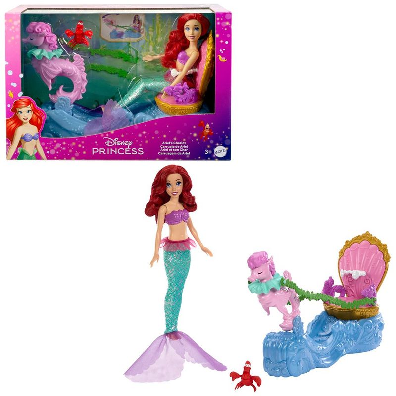 Muñeca Ariel Disney Princess con Carruaje Marino y Accesorios