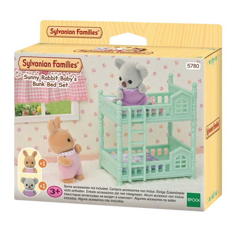 Sylvanian Families Sunny Rabbit Baby’s Bunk Bed Set con Figuras Bebé
