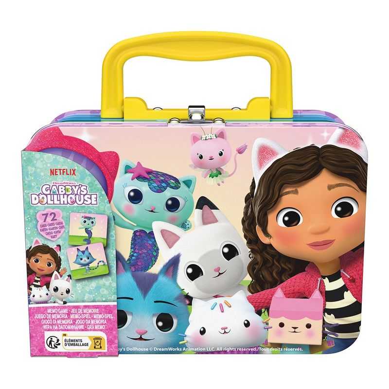 Gabby’s Dollhouse Juego de Memoria en Caja Metálica con 72 Tarjetas