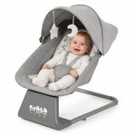 Columpio Mecedor para Bebé con Toldo, Bluetooth y Control Remoto Gris 69 x 54 x 78 cm