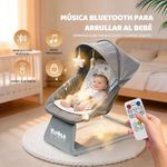 Columpio Mecedor para Bebé con Toldo, Bluetooth y Control Remoto Gris 69 x 54 x 78 cm