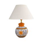 Lámpara de Mesa Estilo Pascua de Cerámica Artesanal Color Naranja y Azul