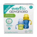 Set de Tazas Entrenadoras Advanced con Boquilla Suave Antiderrames Color Azul y Verde 150 mL y 270 mL