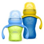 Set de Tazas Entrenadoras Advanced con Boquilla Suave Antiderrames Color Azul y Verde 150 mL y 270 mL