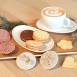 Set de 4 Sellos Delicia para Decoración de Galletas Color Rosado y Beige