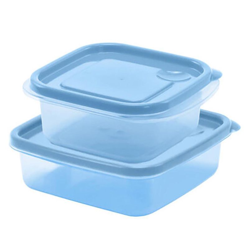 Set de Contenedores Cuadrados y Sandwichito de 2 y 1.5 Tazas Color Celeste