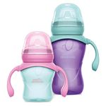 Set de Tazas Entrenadoras Advanced con Boquilla Suave Antiderrames Color Rosado y Morado 150 mL y 270 mL