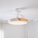 Ventilador de Techo Fortuna LED 36 plg Color Blanco con Acabado Madera