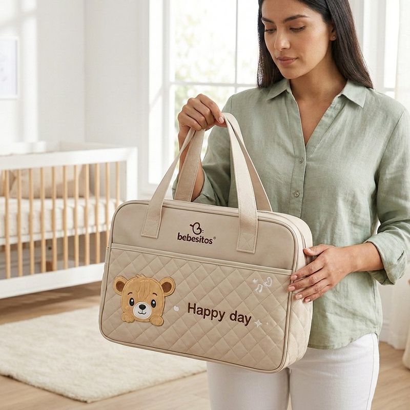 Pañalera Impermeable de Poliéster con Diseño de Oso Infantil - Presentación Surtida