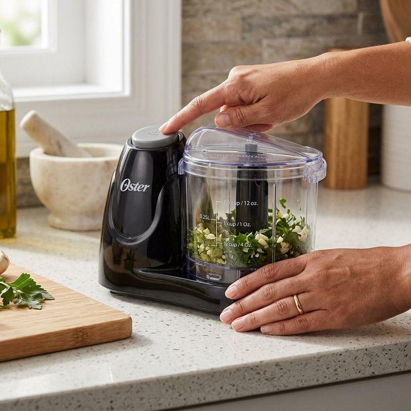 Mini Procesador Negro de 1.5 Tazas con Cuchilla para Picar y Función de Pulso