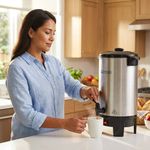 Percoladora de Café de Acero Inoxidable 40 Tazas con Luz Indicadora y Llave Servidora