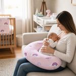 Almohada de Lactancia Algodón Diseño Arcoíris Rosado para Bebé