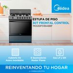 Estufa de Piso Midea Plus Chef con 6 Quemadores de 30 Pulgadas Color Negra