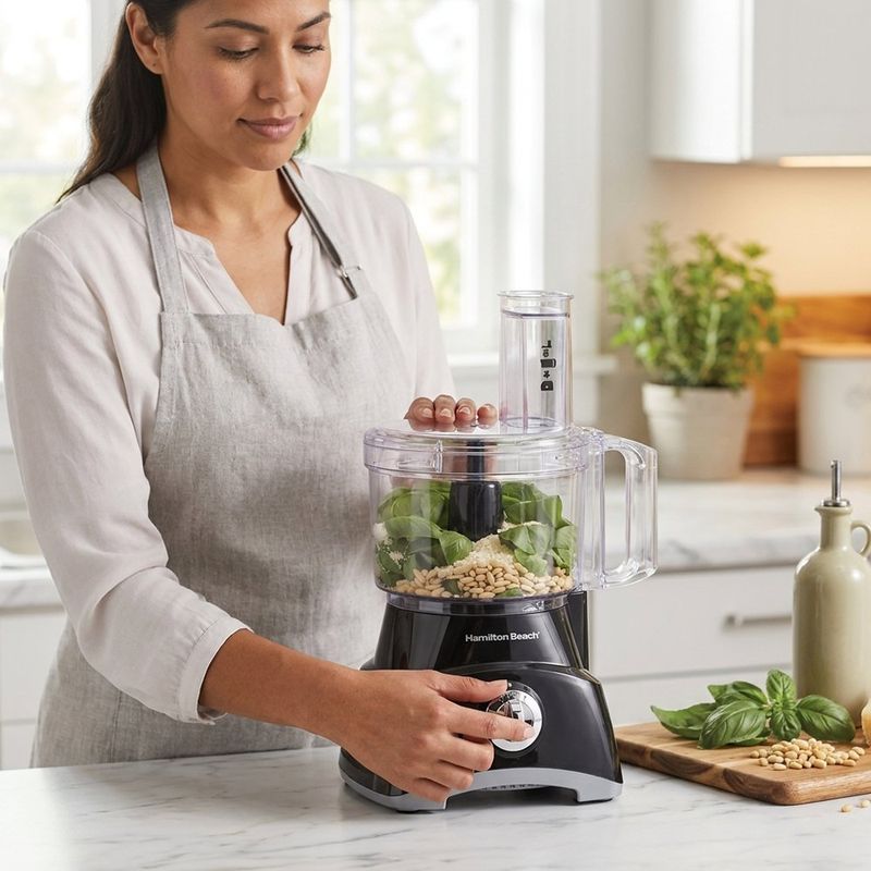 Procesador de Alimentos de 8 Tazas Negro 450 W con 2 Velocidades y Pulso