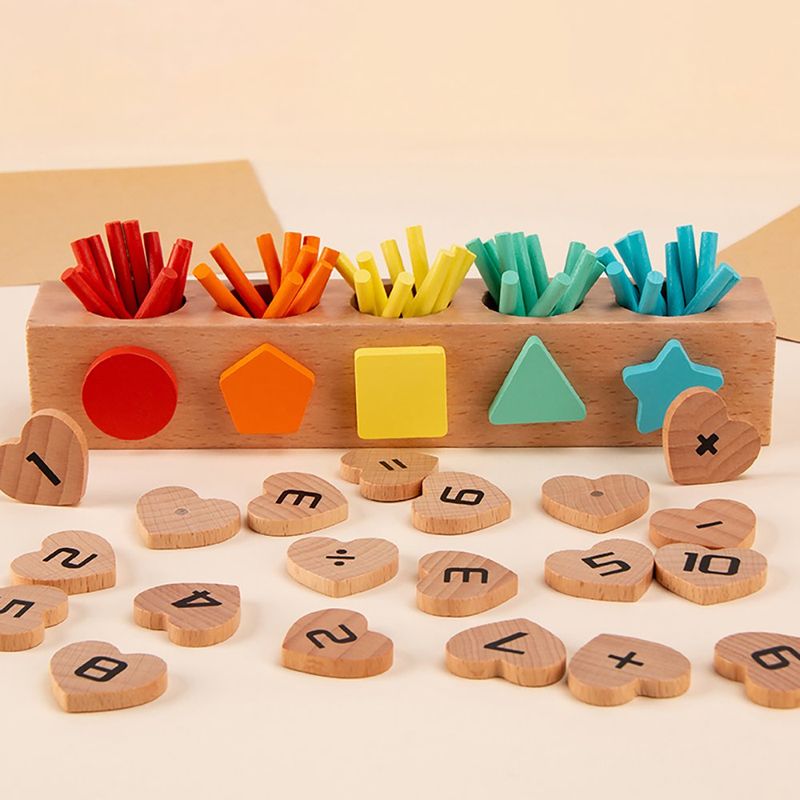 Caja de Husos Montessori de Madera para Aprendizaje Matemático