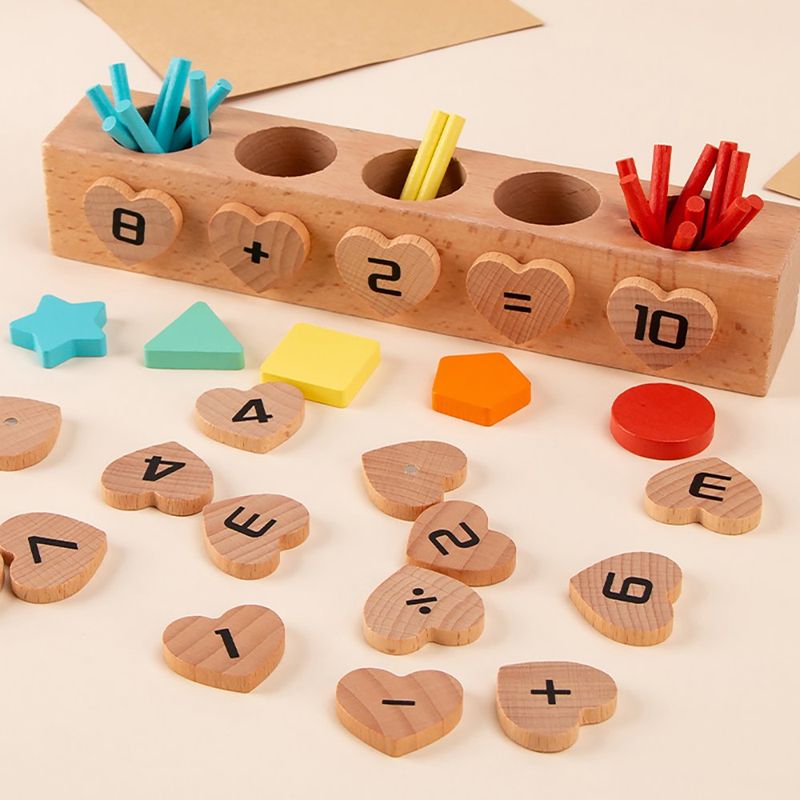 Caja de Husos Montessori de Madera para Aprendizaje Matemático