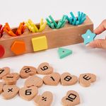 Caja de Husos Montessori de Madera para Aprendizaje Matemático