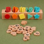 Caja de Husos Montessori de Madera para Aprendizaje Matemático