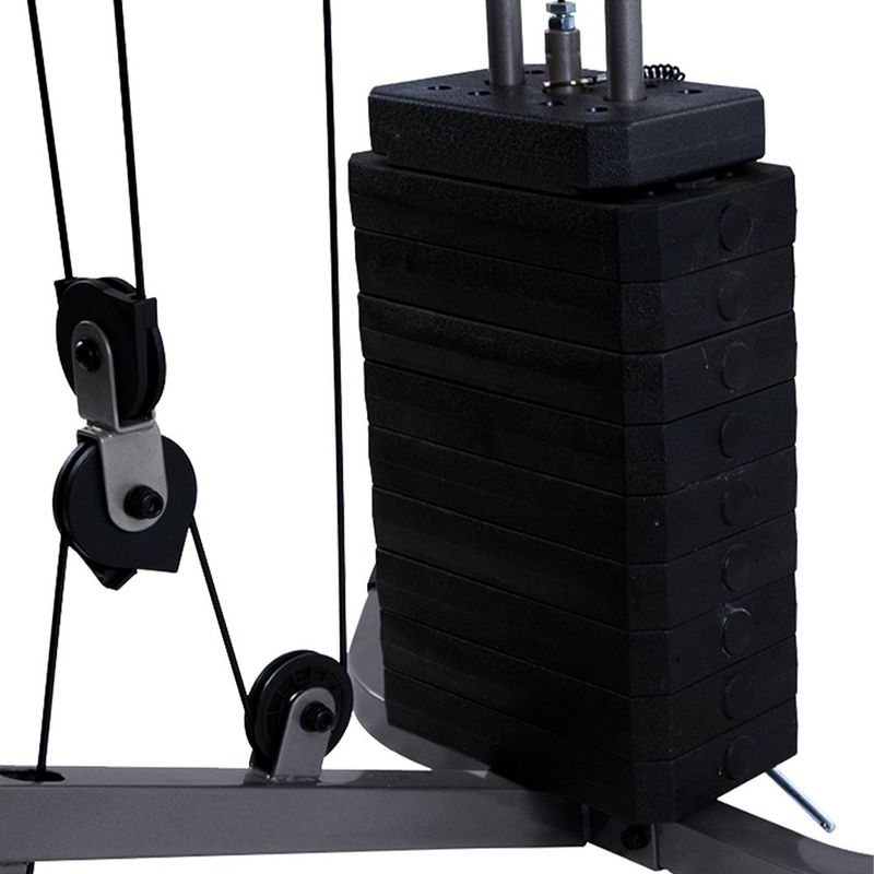 Estación de Gimnasio Compacto con Torre de Pesas de 99 Libras y Poleas para Uso Doméstico