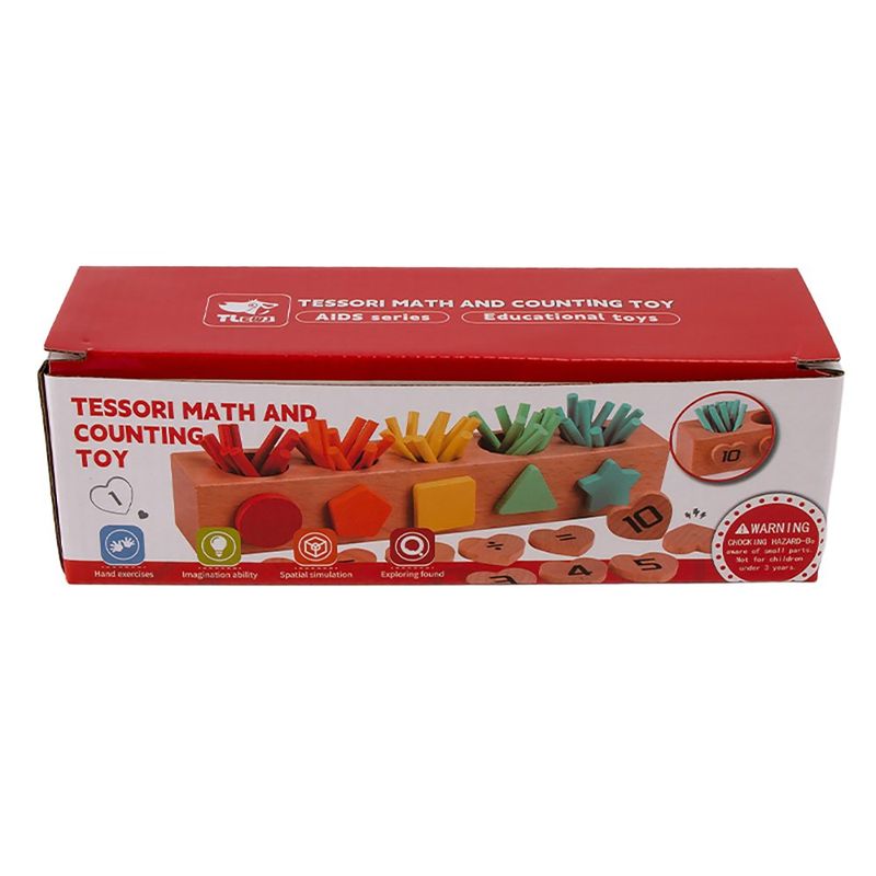 Caja de Husos Montessori de Madera para Aprendizaje Matemático