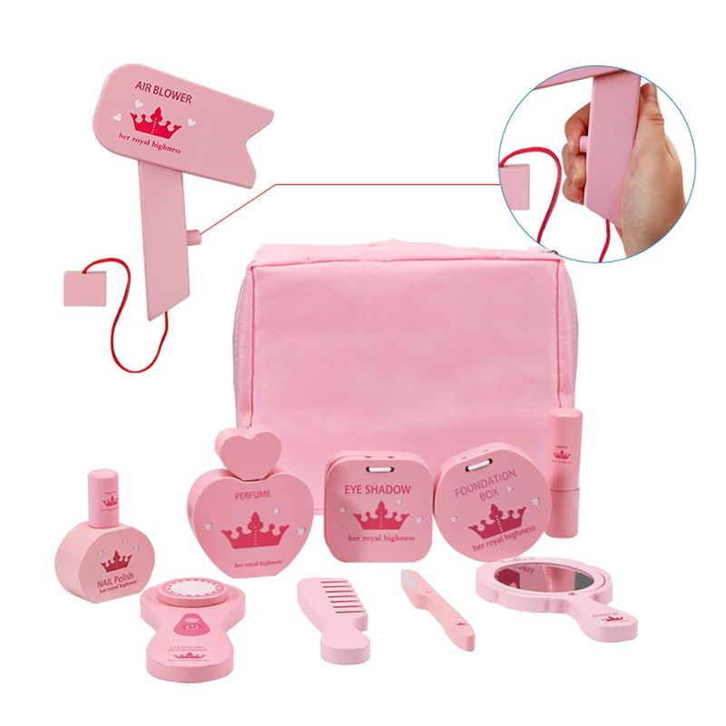 Set de Belleza Infantil Princesa con Accesorios y Bolso Color Rosado y Rojo