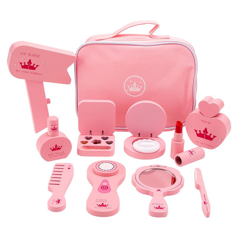 Set de Belleza Infantil Princesa con Accesorios y Bolso Color Rosado y Rojo