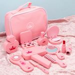 Set de Belleza Infantil Princesa con Accesorios y Bolso Color Rosado y Rojo