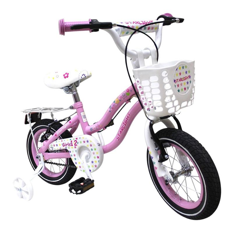 Bicicleta Infantil 12 Starlight Girls con Canasta y Ruedas Entrenadoras para Niña Colores Surtidos