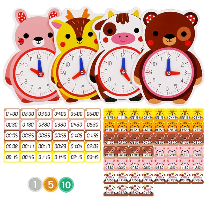 Juego Didáctico de Cognición del Tiempo en Madera con Reloj Educativo