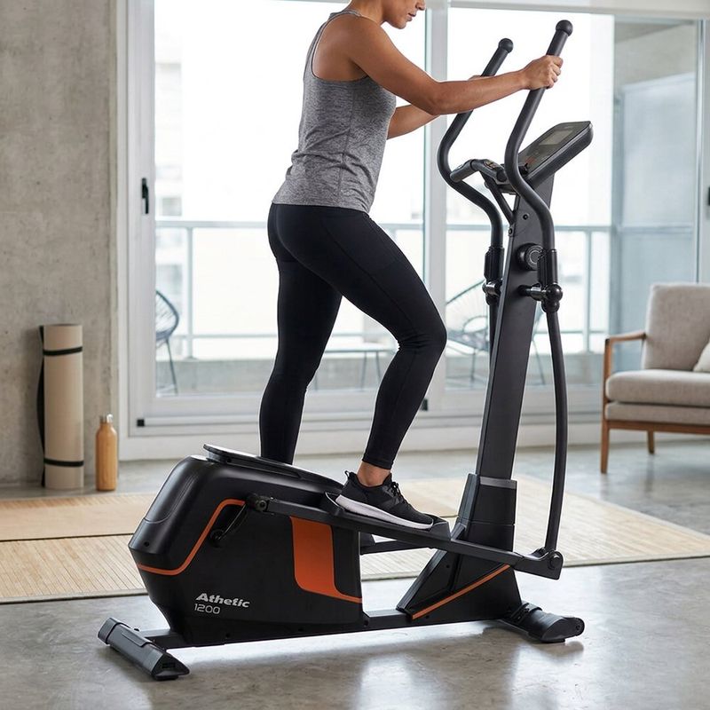 Elíptica 1200EP con Resistencia Magnética Color Negra con Detalles Naranja