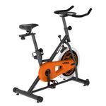 Bicicleta Spinning 400BS con Monitor Digital Color Negra con Detalles Naranja