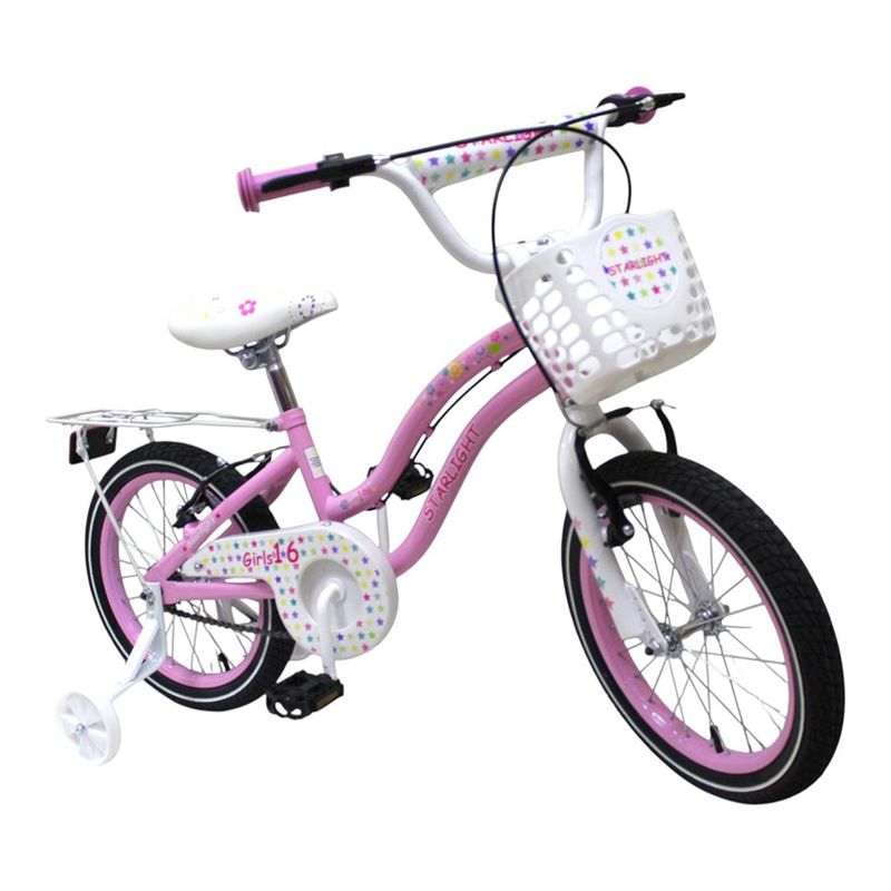 Bicicleta BMX 16 Starlight con Parrilla y Canasta para Niña Colores Surtidos