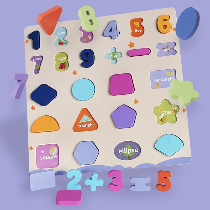 Tablero de Números y Formas de Madera Didáctico Infantil