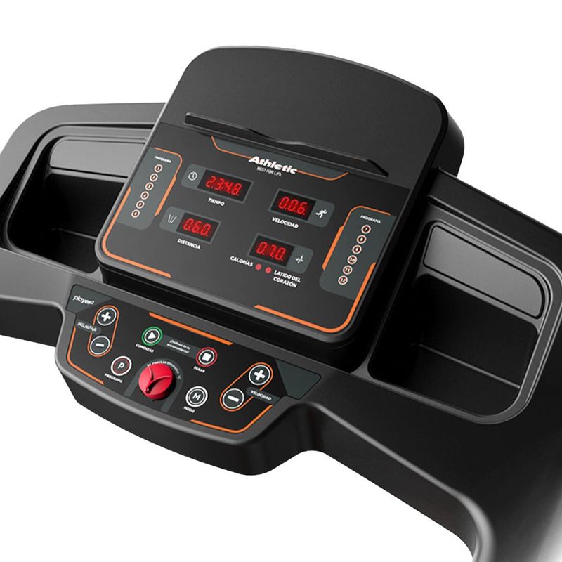 Caminadora 610T Plus con Inclinación Automática Color Negra con Detalles Naranja