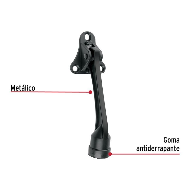 Tope para Puerta Metálico con Goma 13 cm Color Negro