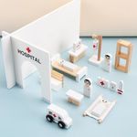 Set de Juego Hospital de Madera Infantil con Accesorios Médicos