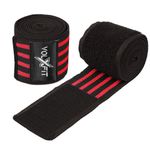 Vendas Para Rodillas con Velcro de 7.62 X 198 Cm Color Negras con Rojo