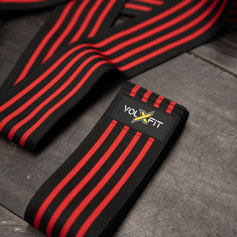 Vendas Para Rodillas con Velcro de 7.62 X 198 Cm Color Negras con Rojo