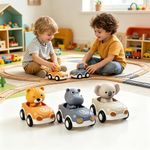 Set de Carritos con Animales Diseño Hipopotámo, Tigre y Koala para Bebé 6 Piezas