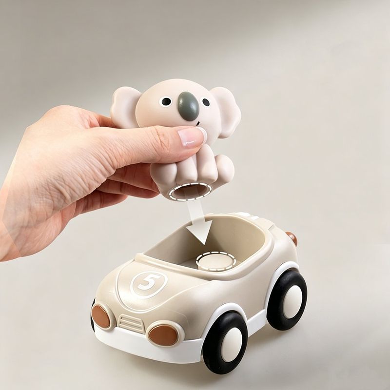 Set de Carritos con Animales Diseño Hipopotámo, Tigre y Koala para Bebé 6 Piezas