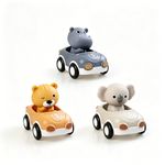 Set de Carritos con Animales Diseño Hipopotámo, Tigre y Koala para Bebé 6 Piezas