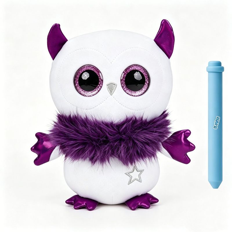 Peluche para Bebé Glowee Luma con Lápiz UV Brilla en la Oscuridad Color Blanco y Morado