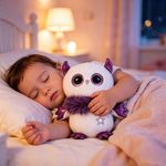 Peluche para Bebé Glowee Luma con Lápiz UV Brilla en la Oscuridad Color Blanco y Morado