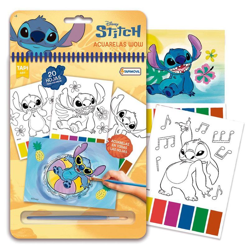 Set de Acuarelas de Stitch 20 Hojas con Pincel