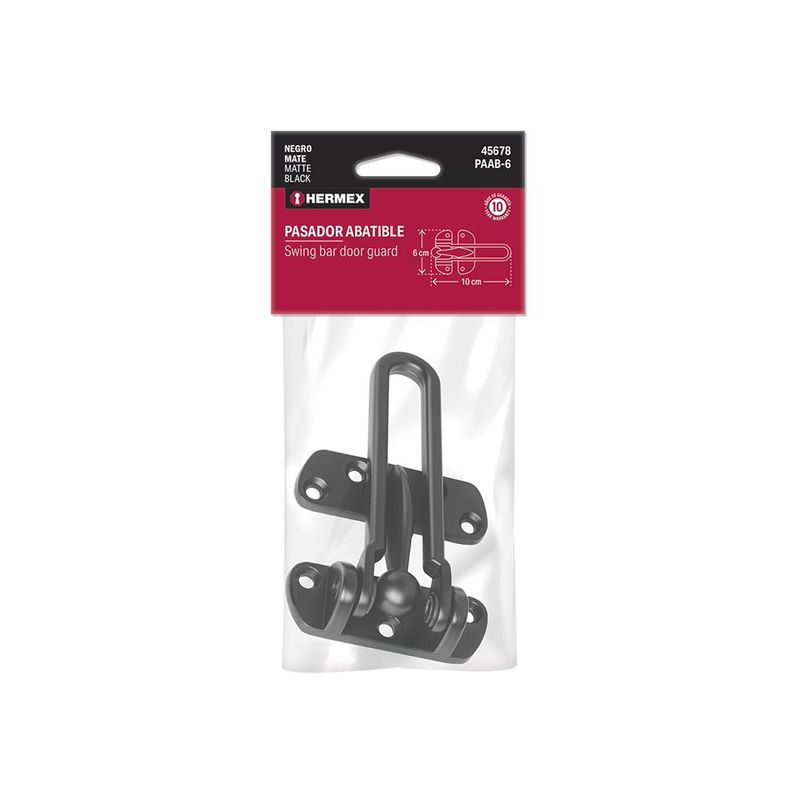 Pasador Abatible Color Negro para Puerta